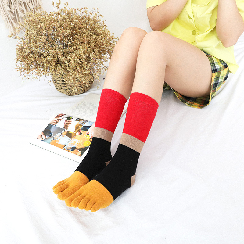 Toe Socks Autumn Winter High Matching Cotton Ladies High Socks Simple Comfort Cotton Socks